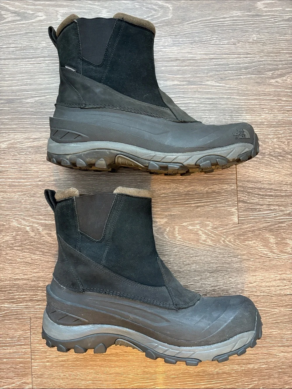 The North Face Men’s Chilkat Black and Gray Waterproof Slip-On Winter Boots